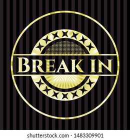 Break in gold emblem. Vector Illustration. Detailed.