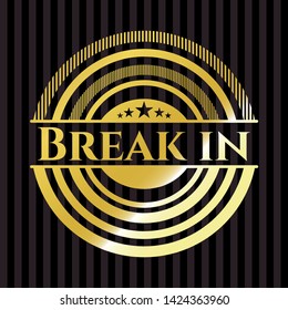 Break in golden badge or emblem. Vector Illustration. Detailed.