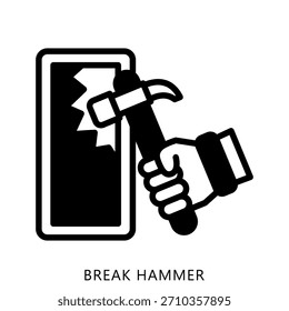 Break Hammer Glyph Icon Mini Illustration, Use For Modern Concept, Print, Ui, Ux Kit, Web And App Development. Vector Related To Firefighter, Rescue And More