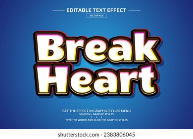 Break heart 3D editable text effect template