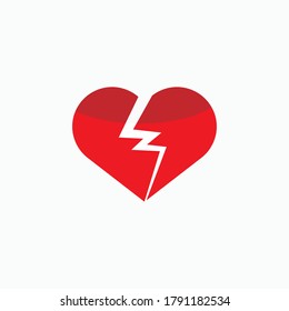 Break Heart Icon. Unloved Symbol - Vector.