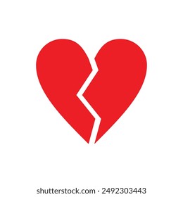 Break heart illustration vector design, breakup heart emoji red.