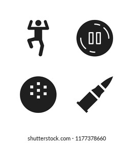 break icon. 4 break vector icons set. bullet, pause and dancer icons for web and design about break theme