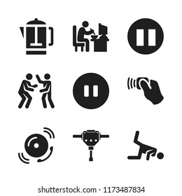 break icon. 9 break vector icons set. dancers, coffee pot and jackhammer icons for web and design about break theme