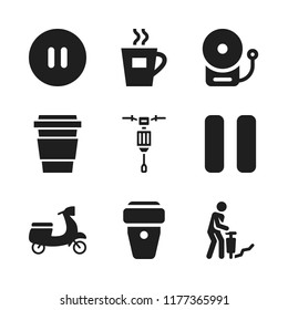 break icon. 9 break vector icons set. motorbike, coffee cup and jackhammer icons for web and design about break theme
