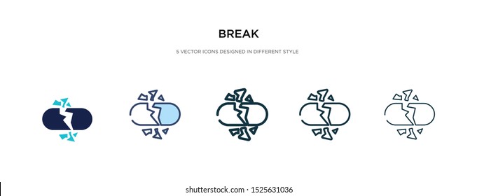 break icon in different style vector illustration. two colored and black break vector icons designed in filled, outline, line and stroke style can be used for web, mobile, ui