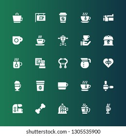 break icon set. Collection of 25 filled break icons included Latte, Tea, Freedom, Broken bone, Coffee maker, Tea cup, Cup, Coffee bag, Irish coffee, Broken heart, pot, Brake