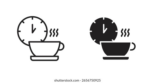 Break icon symbol set in black. line and flat icons