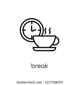 break icon. Trendy modern flat linear vector break icon on white background from thin line collection, outline vector illustration