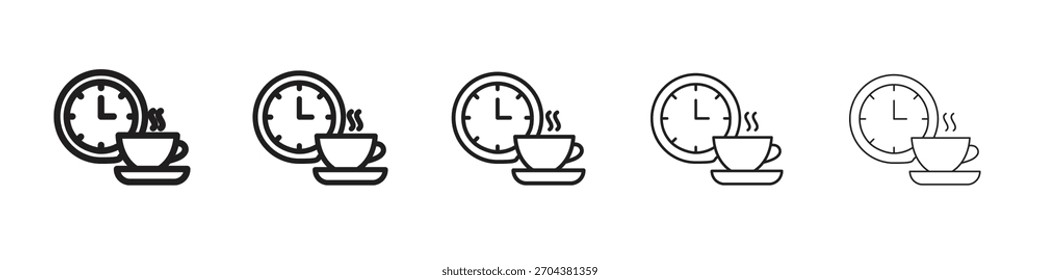 Break iconBlack linear bold and thin strokes set