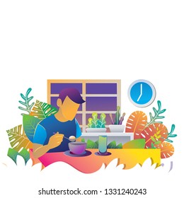 break iftar illustration for landing page with any style flat and gradient