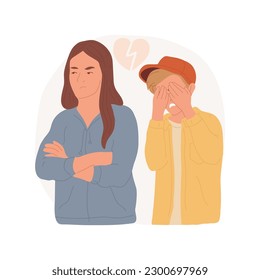 Break up isolated cartoon vector illustration. Teens problems in relationship, teenagers heartbreak and misunderstanding, girl leaving boy, couples break up, issues on date vector cartoon.