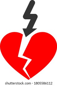 Break Love Heart flat vector illustration. An isolated icon on a white background.