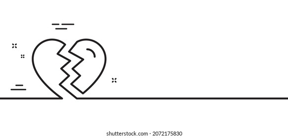 Break Up Love Line Icon. Divorce Sign. Valentines Day Symbol. Minimal Line Illustration Background. Break Up Line Icon Pattern Banner. White Web Template Concept. Vector