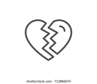 Break Up Love Line Icon. Divorce Sign. Valentines Day Symbol. Quality Design Element. Editable Stroke. Vector