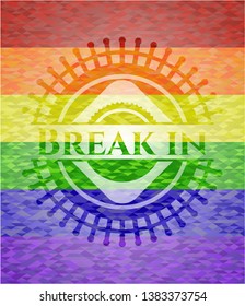 Break in on mosaic background with the colors of the LGBT flag