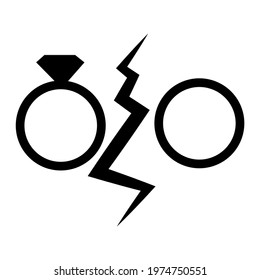 Break up ouline vector icon. Divorce concept. Disagreement. Pair. Flat simple line design illustration.