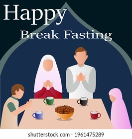 “Happy Break Fasting” Ramadhan Background vector design illustration