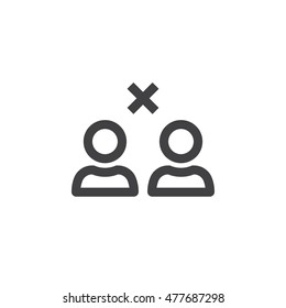 break relations symbol. remove from friends line icon, outline vector logo illustration, linear pictogram isolated on white