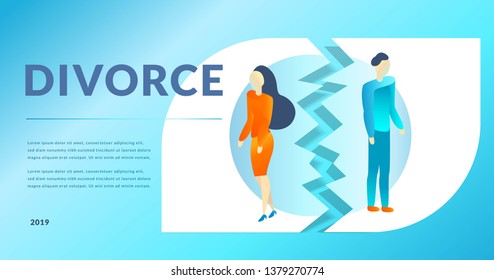 Break up of relationship. Divorsment concept modern illustration. eps10