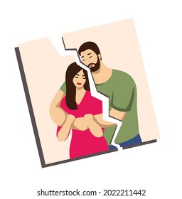 break in relationships. broken heart. vector illustration in flat style