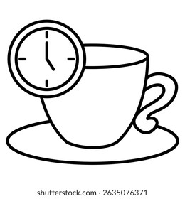Break Reminder icon represented by coffee cup, watch Line style.