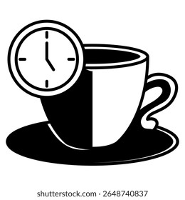 Break Reminder icon represented by coffee cup, watch Black Filled style.