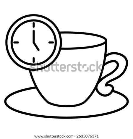 Break Reminder icon represented by coffee cup, watch Line style.
