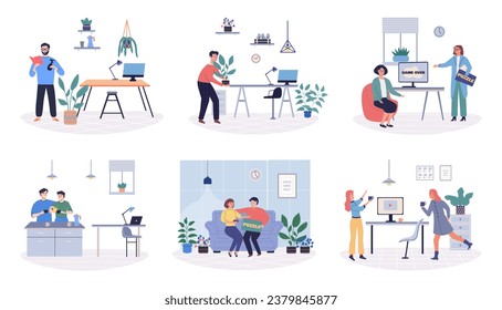 Break room vector illustration. Enjoy comfort cozy room while relaxing Find pleasure in idyllic setting peaceful room Take pause and indulge in comfort restful space The break room concept emphasizes