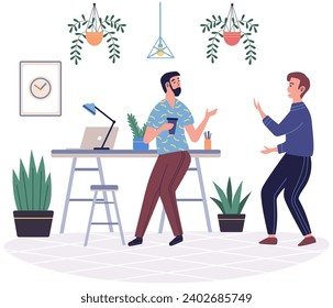 Break room vector illustration. The break room provides carefree and idyllic environment for relaxation Rest in calm and peaceful room to rejuvenate your mind and body Enjoy break in comfortable