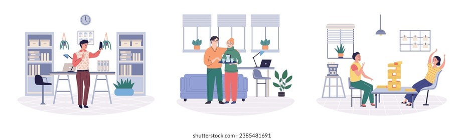 Break room vector illustration. Take pause and indulge in comfort restful space The break room concept emphasizes importance relaxation and enjoyment Experience calmness quiet room and find comfort