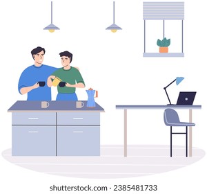 Break room vector illustration. Take time to relax and unwind in cozy break room Find relaxation and pleasure in peaceful resting place The break room provides carefree and idyllic environment