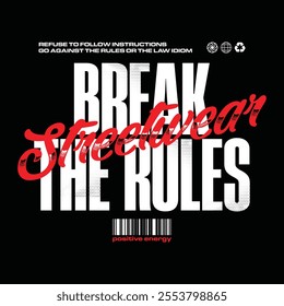 Break the rules concept typograhpy vector template