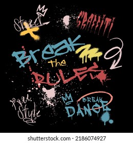 Break the rules slogan graphic vector print lettering for t shirt print design