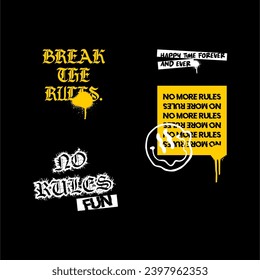 break the rules slogan simple vintage fashion