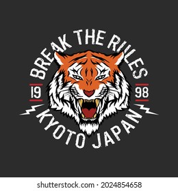 Break the rules tiger T shirt design