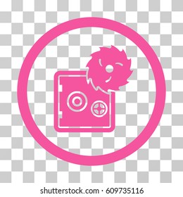 Break Safe icon. Vector illustration style is flat iconic symbol, pink color, transparent background. Designed for web and software interfaces.
