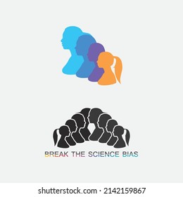 Break The Science Bias and International Women's Day banner design graphic, vector, Women of different ethnicities stand side by side together illustration #BreakTheBias