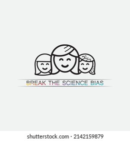 Break The Science Bias and International Women's Day banner design graphic, vector, Women of different ethnicities stand side by side together illustration #BreakTheBias