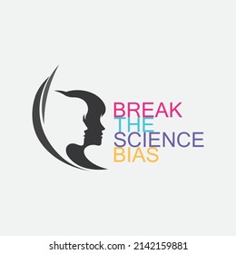 Break The Science Bias and International Women's Day banner design graphic, vector, Women of different ethnicities stand side by side together illustration #BreakTheBias