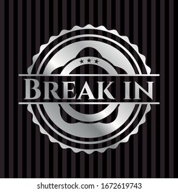 Break in silver shiny emblem]. Vector Illustration. Mosaic.