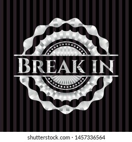 Break in silvery badge or emblem. Vector Illustration. Mosaic.