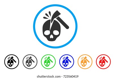 Break Skull rounded icon. Style is a flat break skull grey symbol inside light blue circle with black, gray, green, blue, red, orange color versions. Vector designed for web and software interfaces.