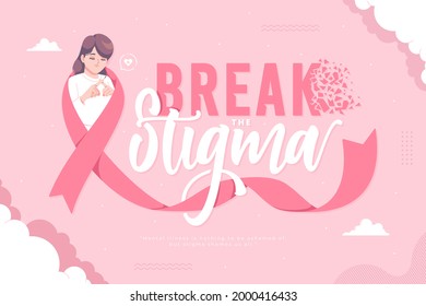 break the stigma mental illness awareness illustration background
