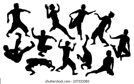 Break and street dance silhouettes 