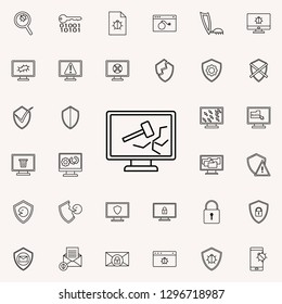 break system in monitor icon. Virus Antivirus icons universal set for web and mobile