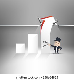 Break Through - Illustration of growth with chart