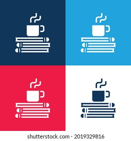 Break Time blue and red four color minimal icon set