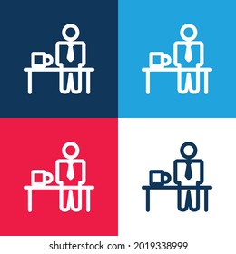 Break Time blue and red four color minimal icon set