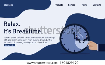 Break time business man for some cup of coffee. Business Landing Page Template.